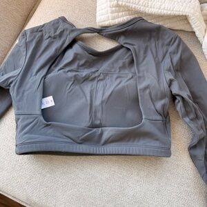 Gray Long Sleeve Crop Top